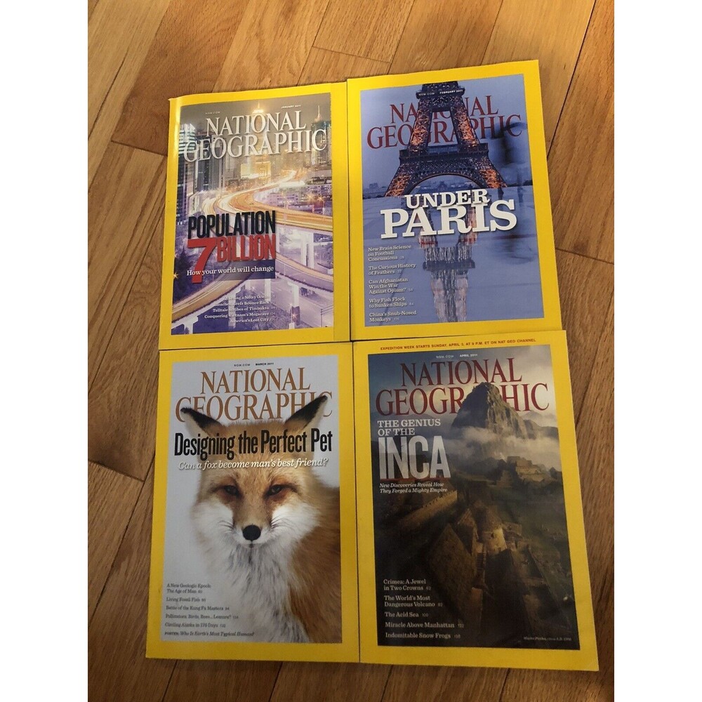 National Geographic Magazine Lot of 4- 2011‎ Jan-Feb-Mar-April